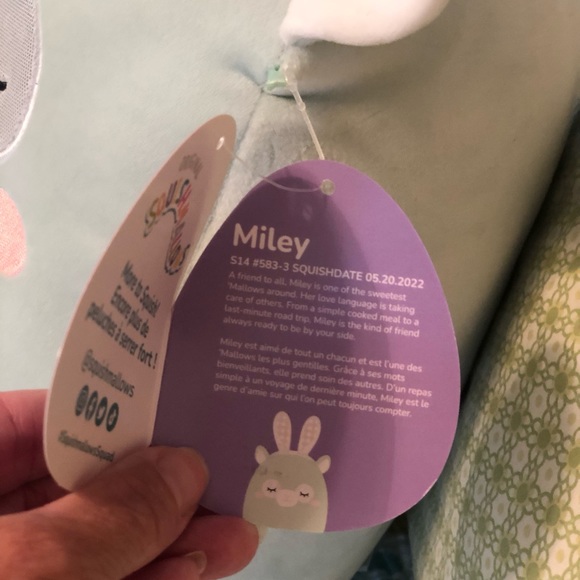 Easter Bunny Ears Miley the Mint Green Lama 14” Squishmallow - Picture 3 of 5